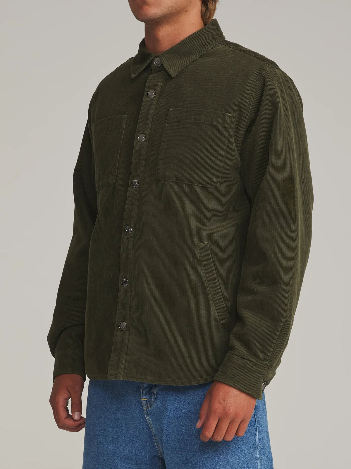 Harold Corduroy Shirt Jacket - Dark Olive