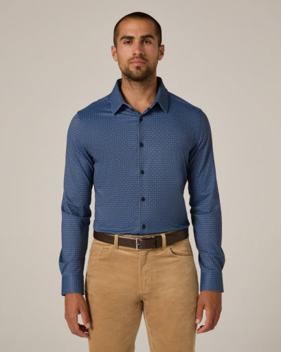 Alba Long Sleeve Shirt in Navy by 7Diamonds