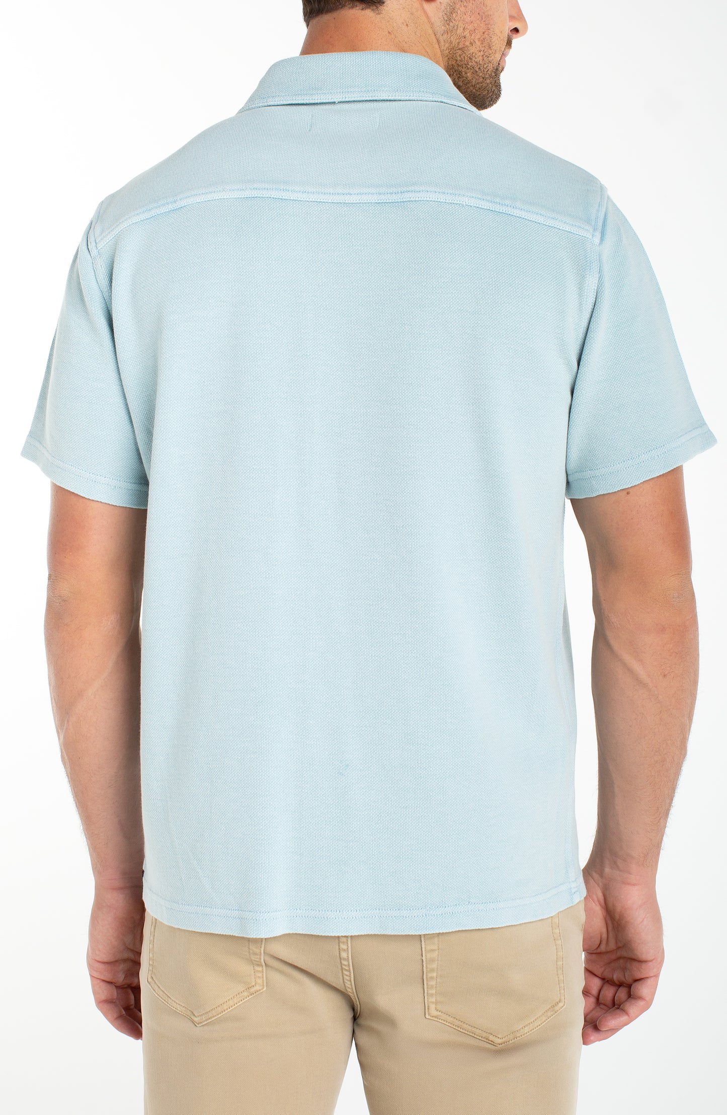 Textured Knit Short Sleeve Button-Up