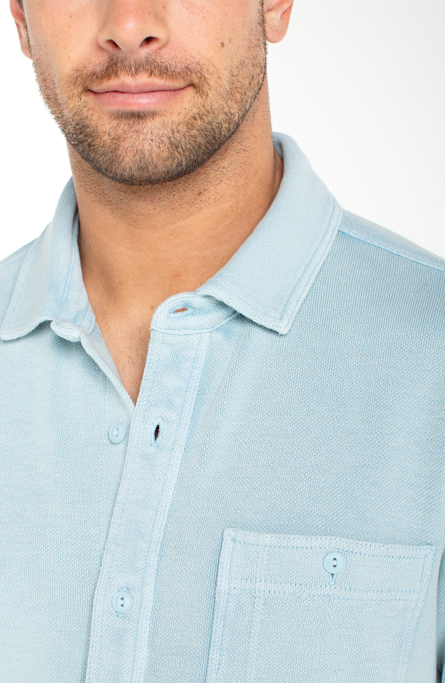 Textured Knit Short Sleeve Button-Up