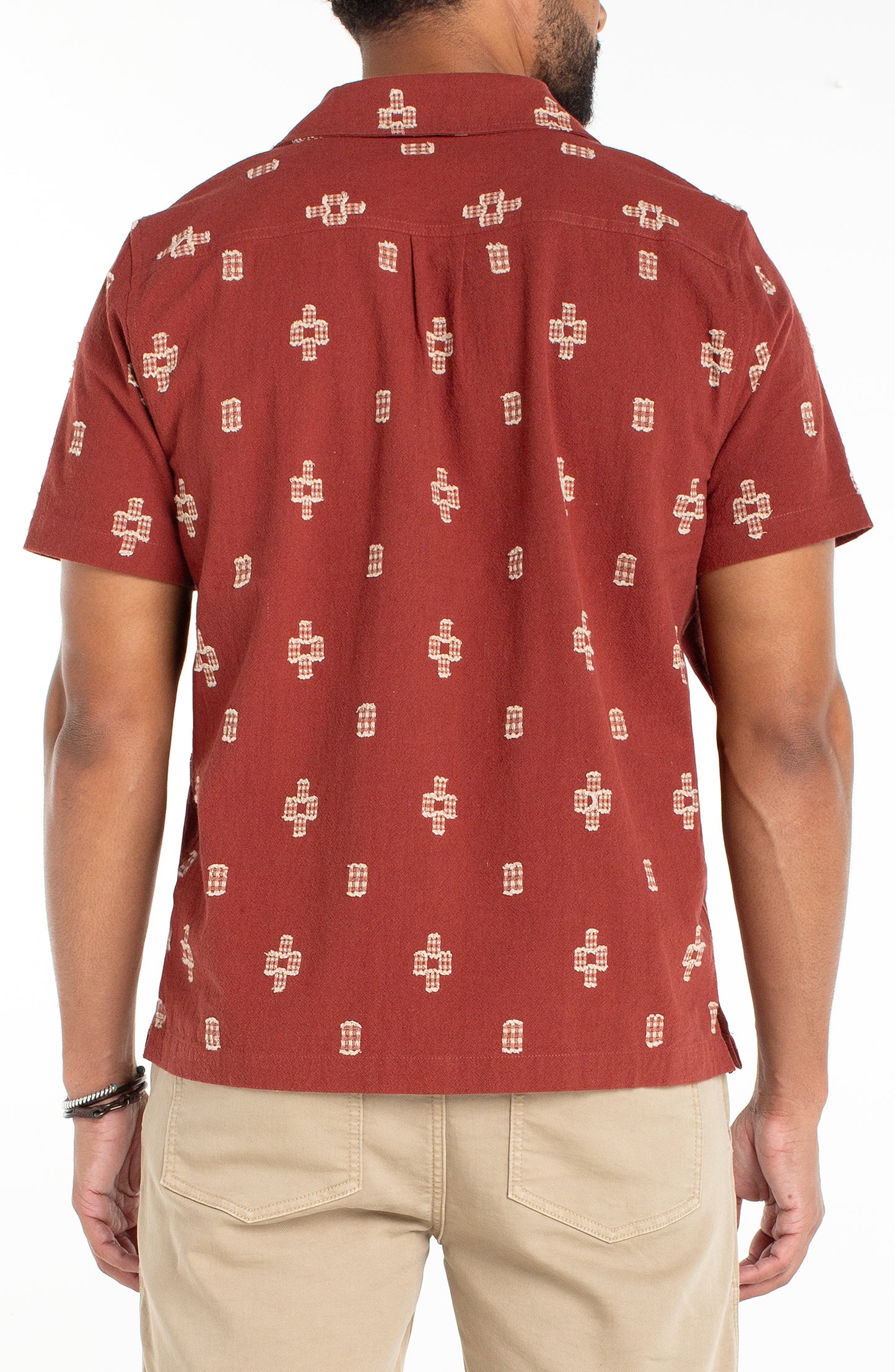 Textured Cotton Jacquard Camp Shirt