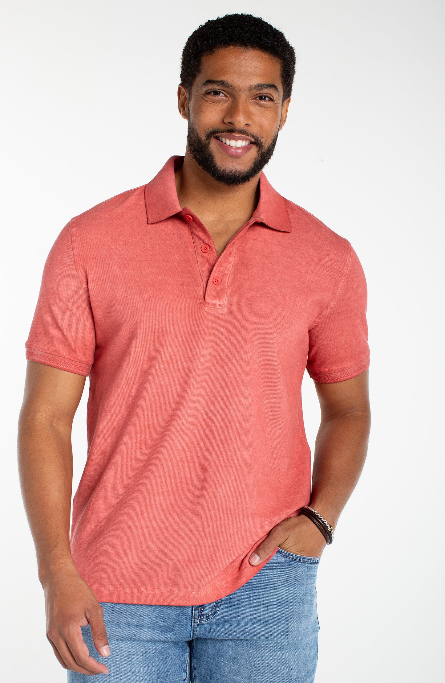 Textured Rib Knit Polo