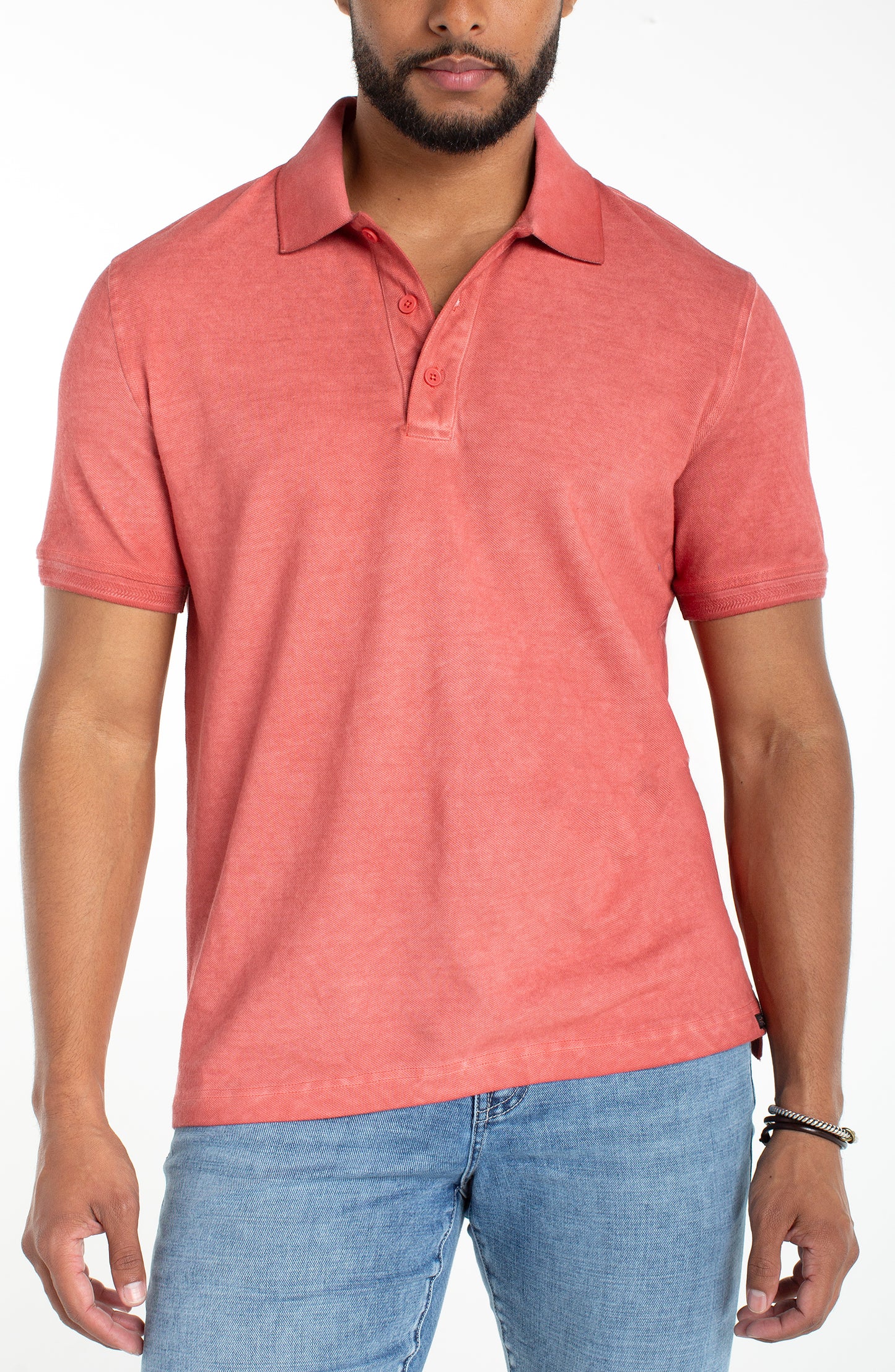 Textured Rib Knit Polo