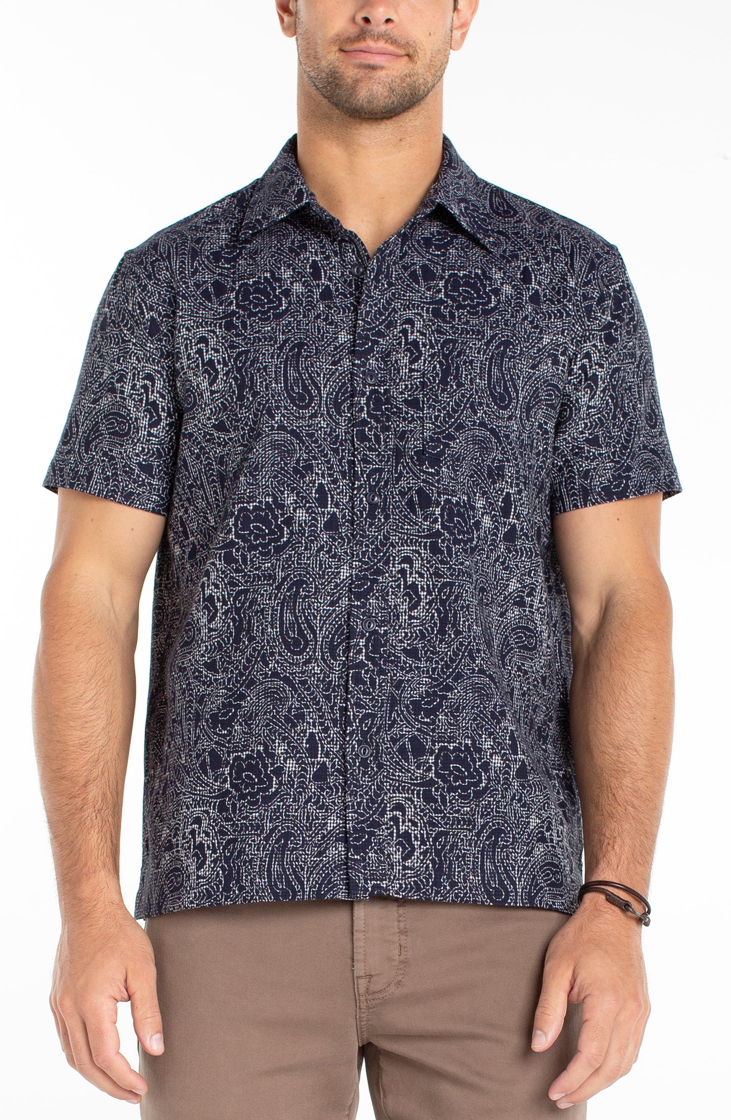 Paisley Floral Jacquard Short Sleeve Shirt