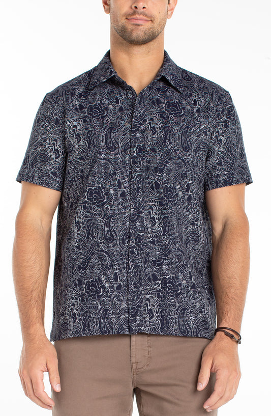 Paisley Floral Jacquard Short Sleeve Shirt