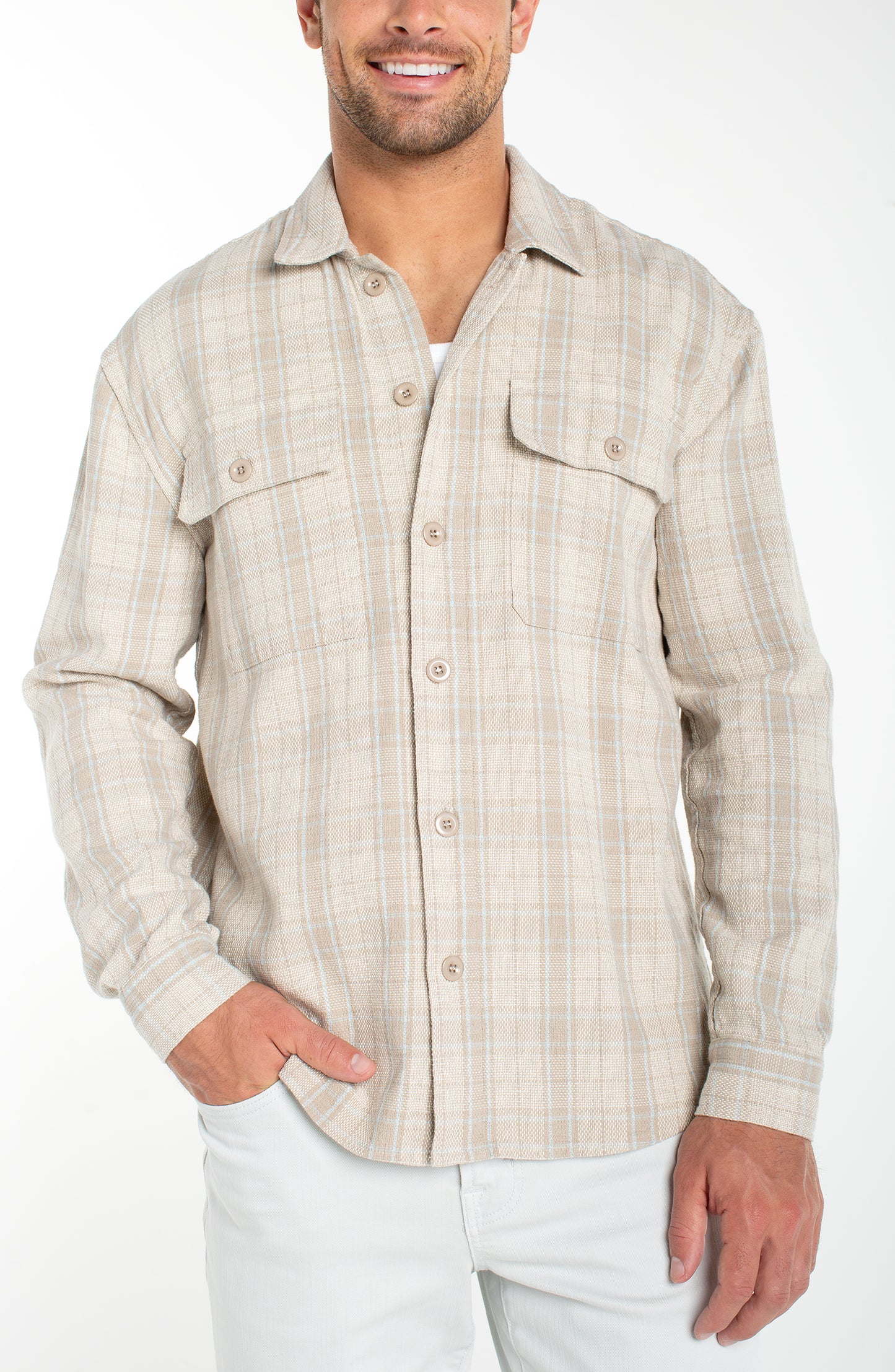 Plaid Linen Blend Overshirt