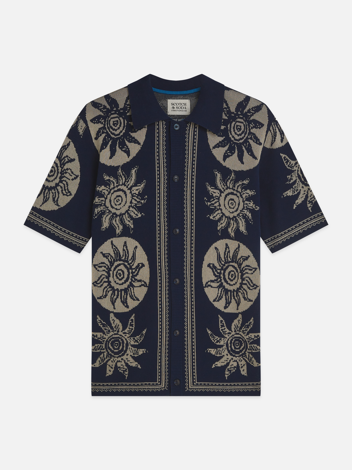 Jacquard Knit Short Sleeve Shirt