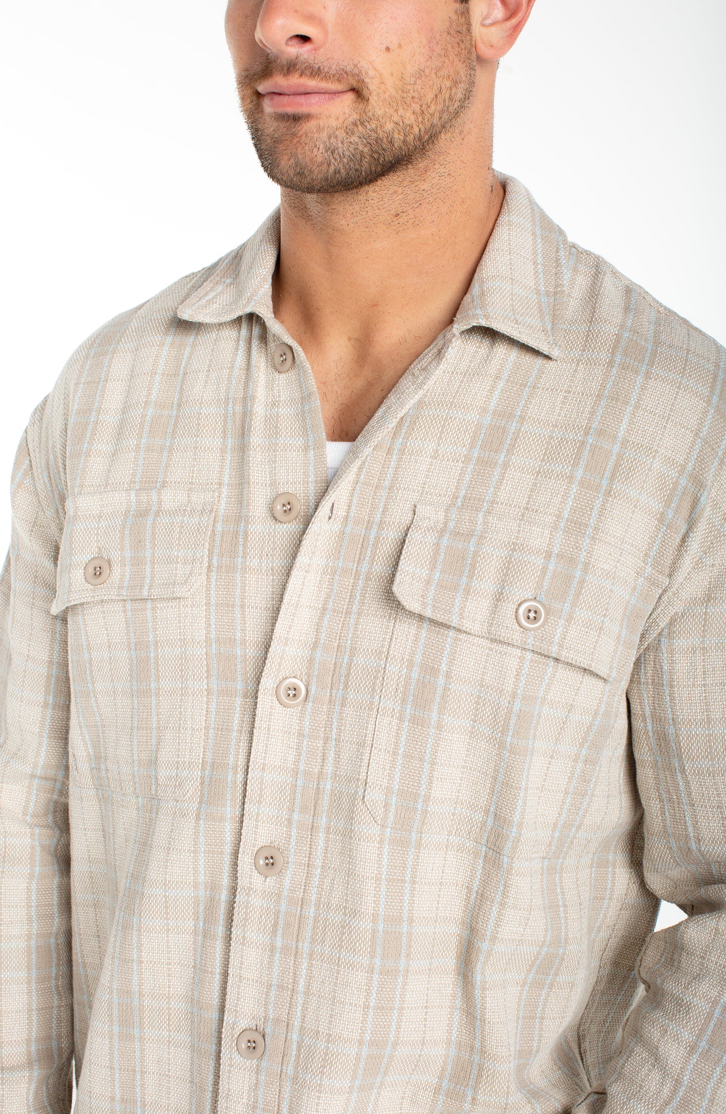 Plaid Linen Blend Overshirt