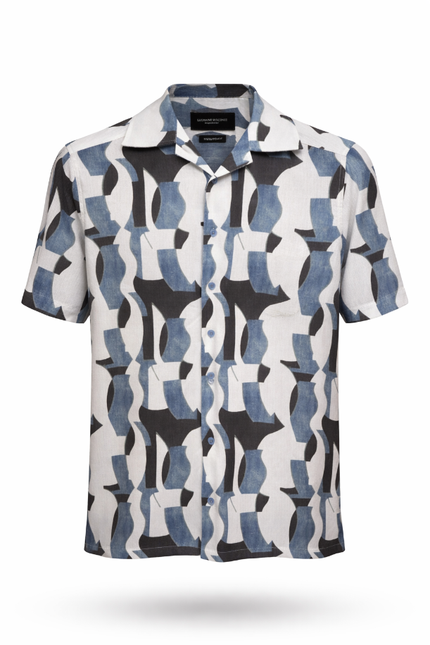 Scacchi Abstract Knit Camp Shirt