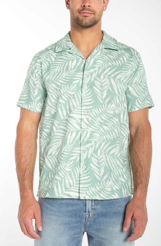 Floral Printed Linen Blend Camp Shirt