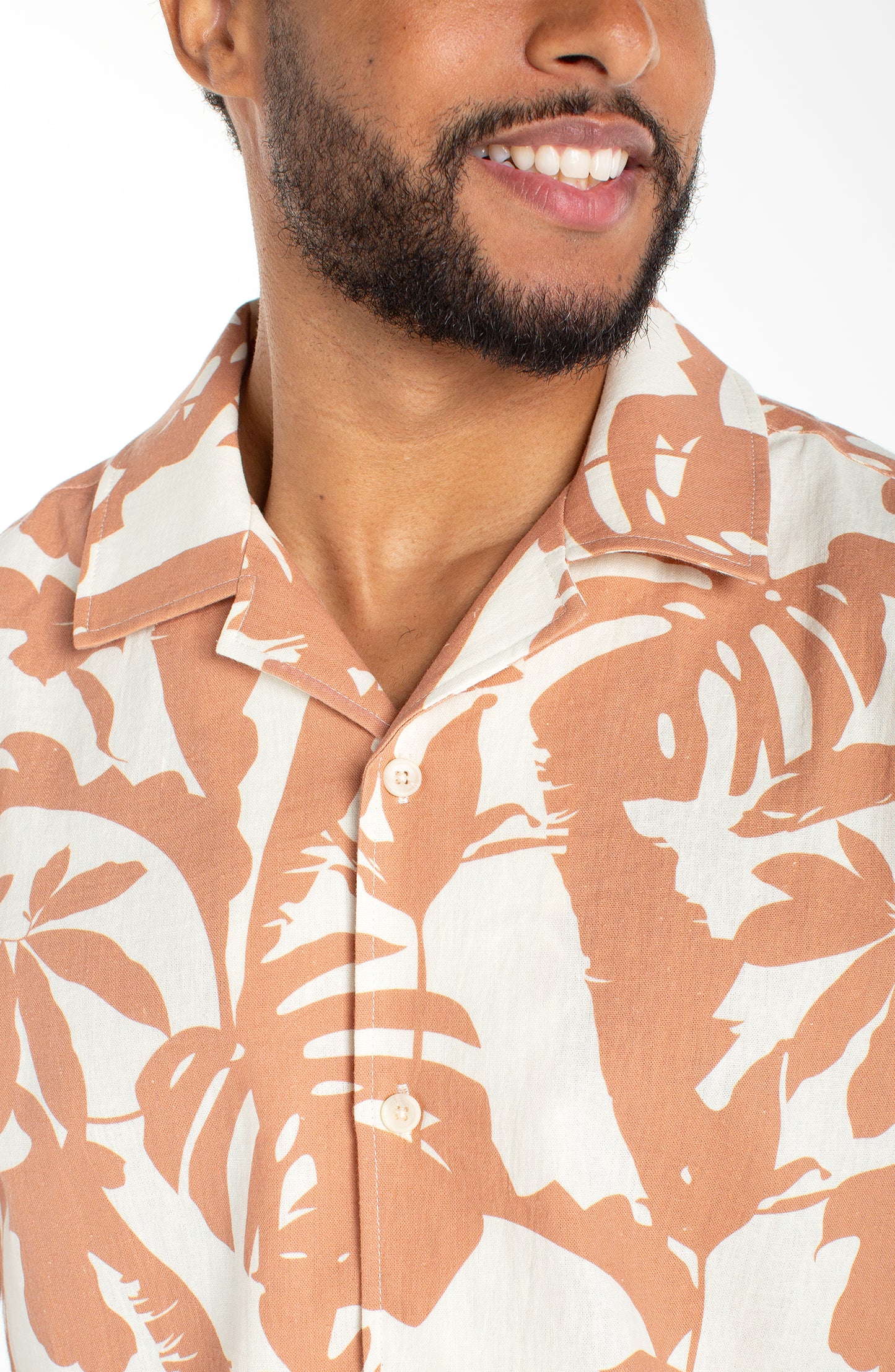 Floral Printed Linen Blend Camp Shirt