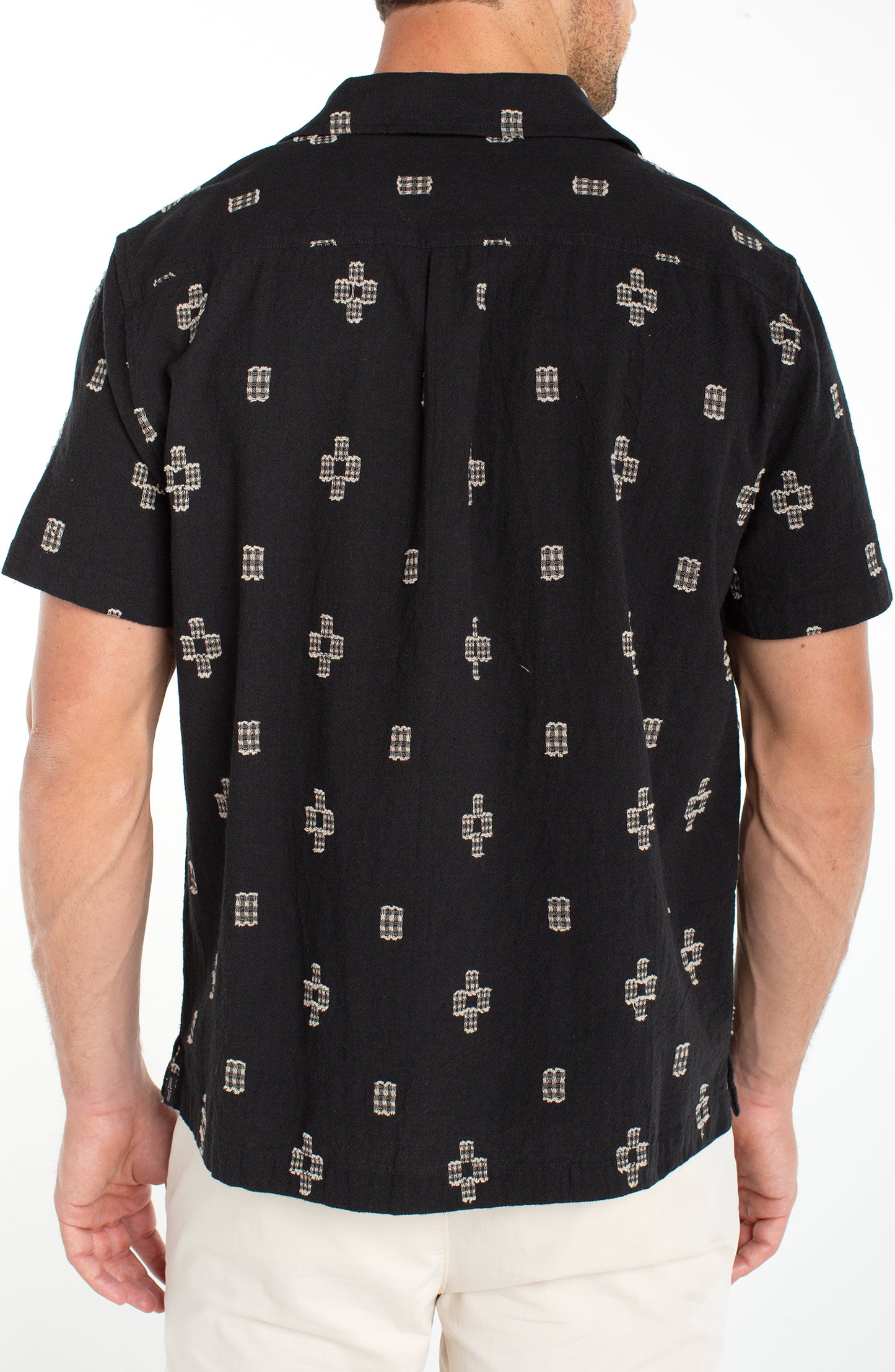 Textured Cotton Jacquard Camp Shirt