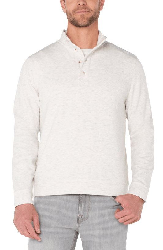 Mock Neck Button Placket Pullover