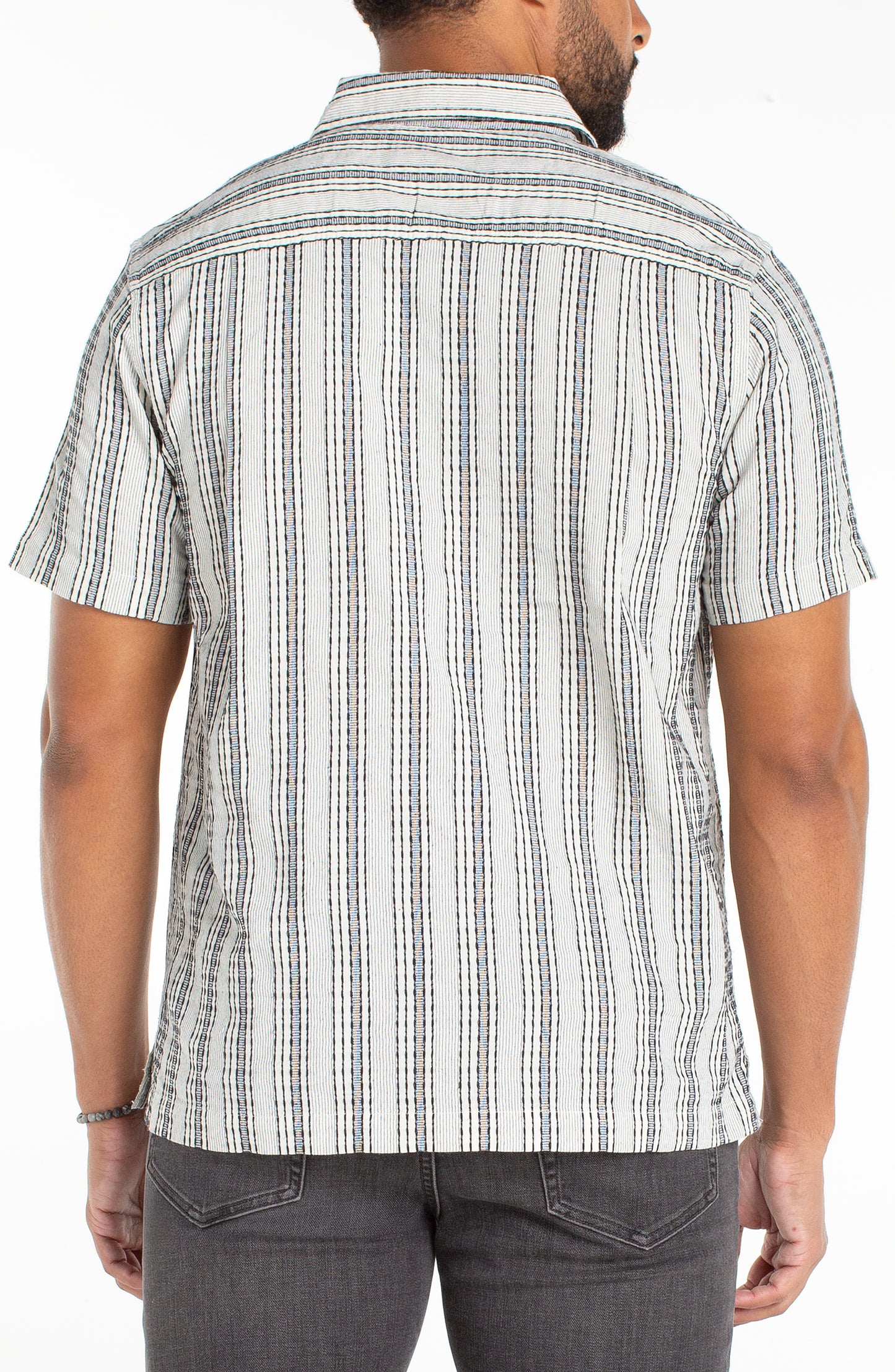 Multi Stripe Dobby Short Sleeve Button-Up