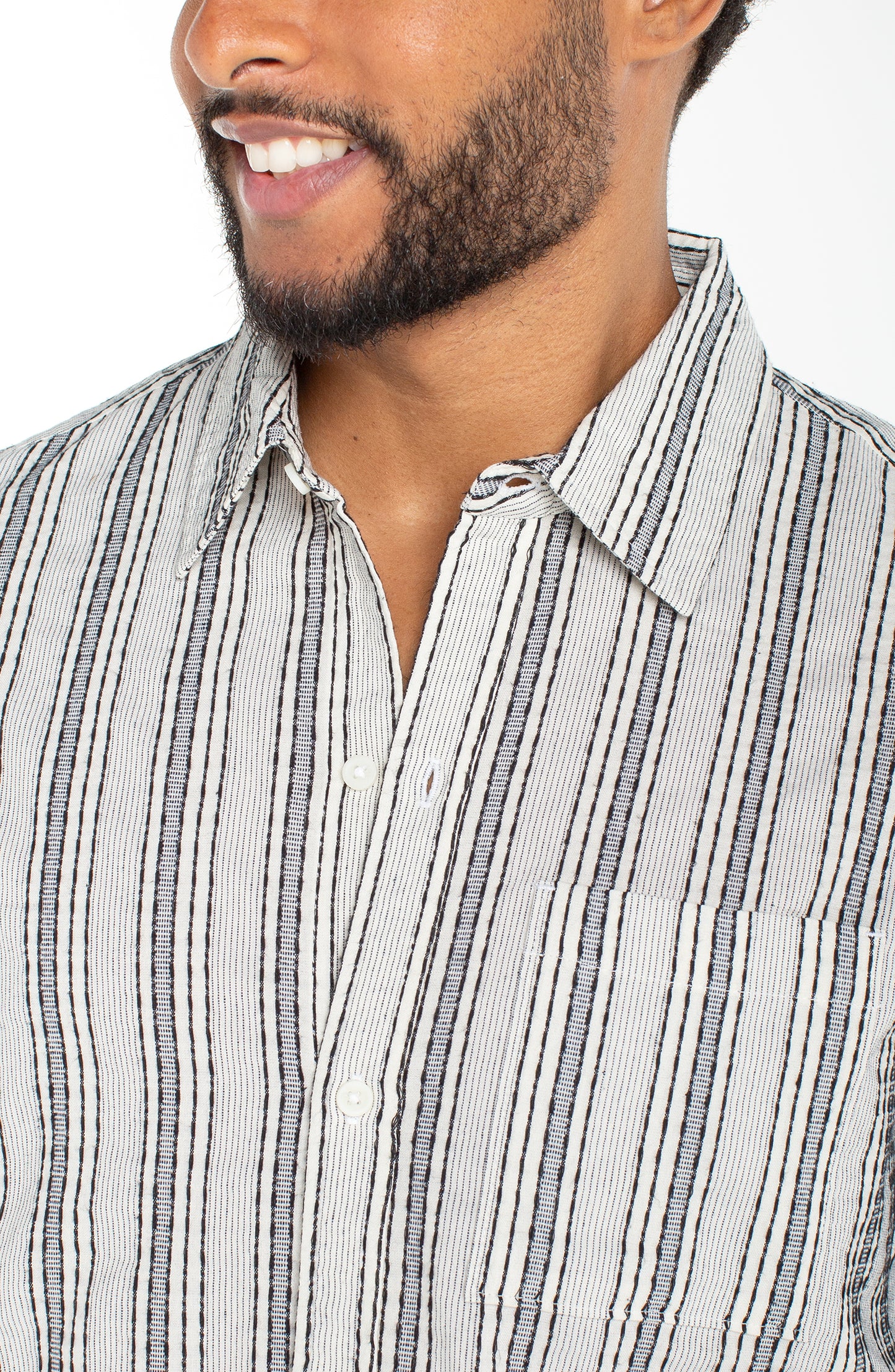 Multi Stripe Dobby Short Sleeve Button-Up