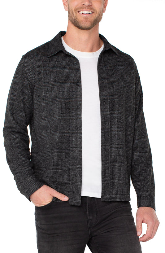 Knit L/S Button Up Shirt - Charcoal Gray/Black