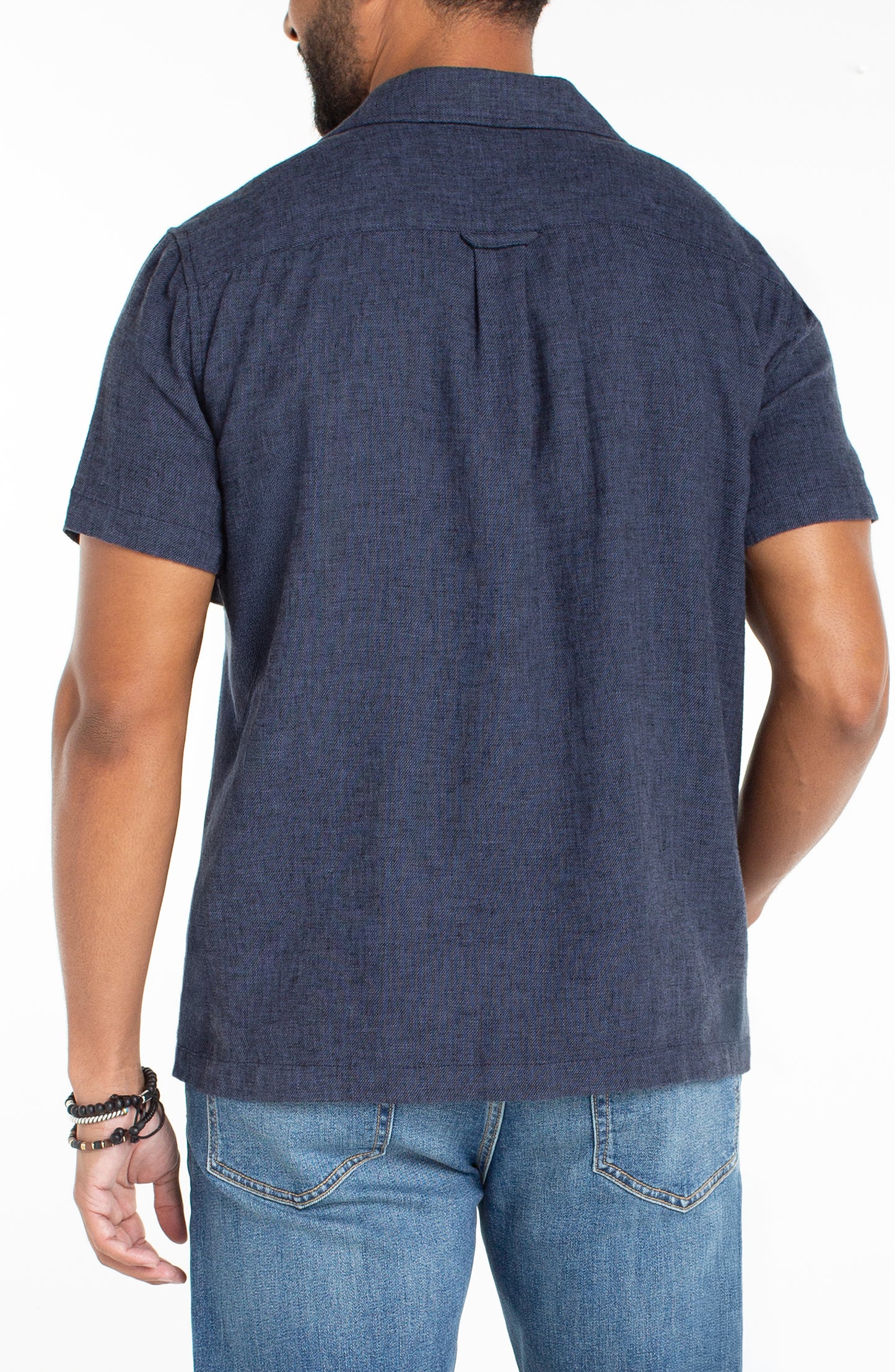 Chambray Linen Blend Camp Shirt