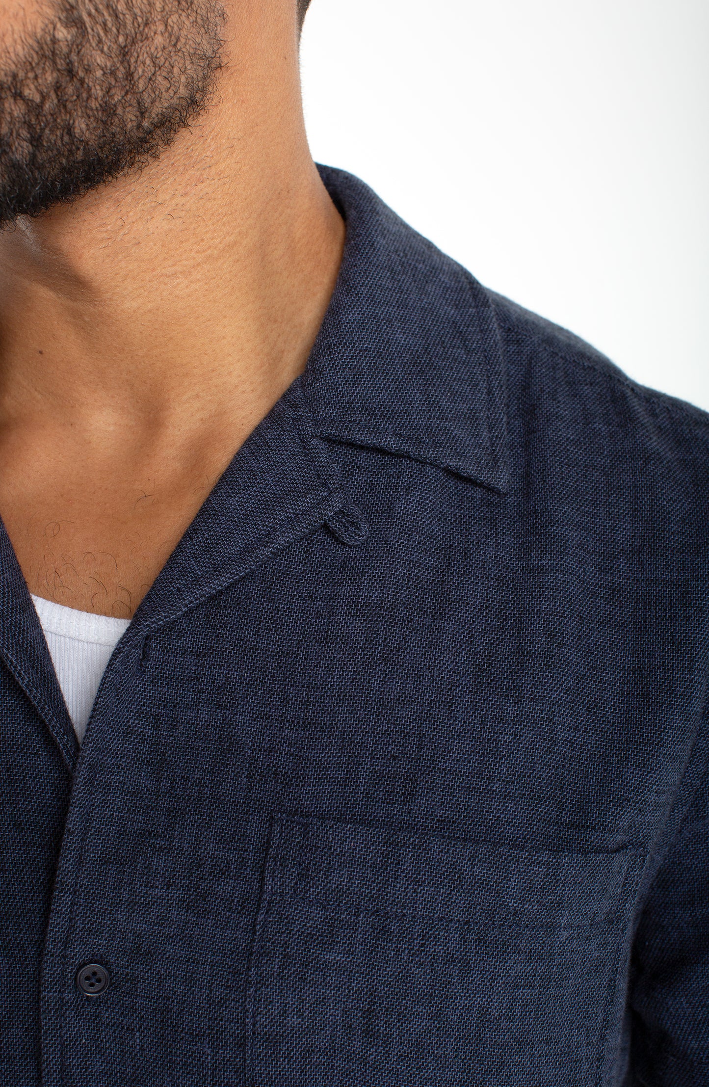 Chambray Linen Blend Camp Shirt
