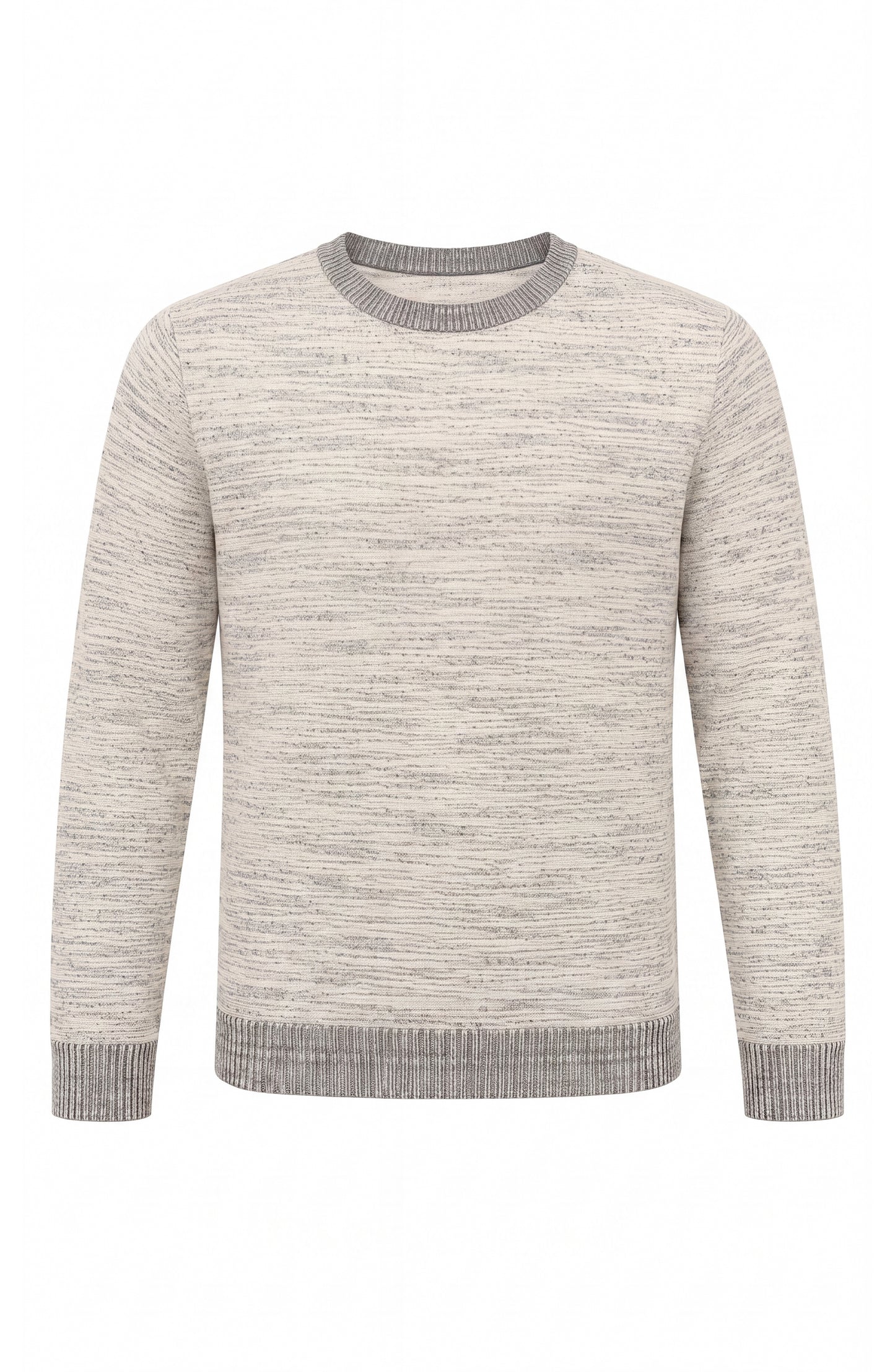 Long-Sleeve Crew Neck Sweater – Cream/Deep Earth