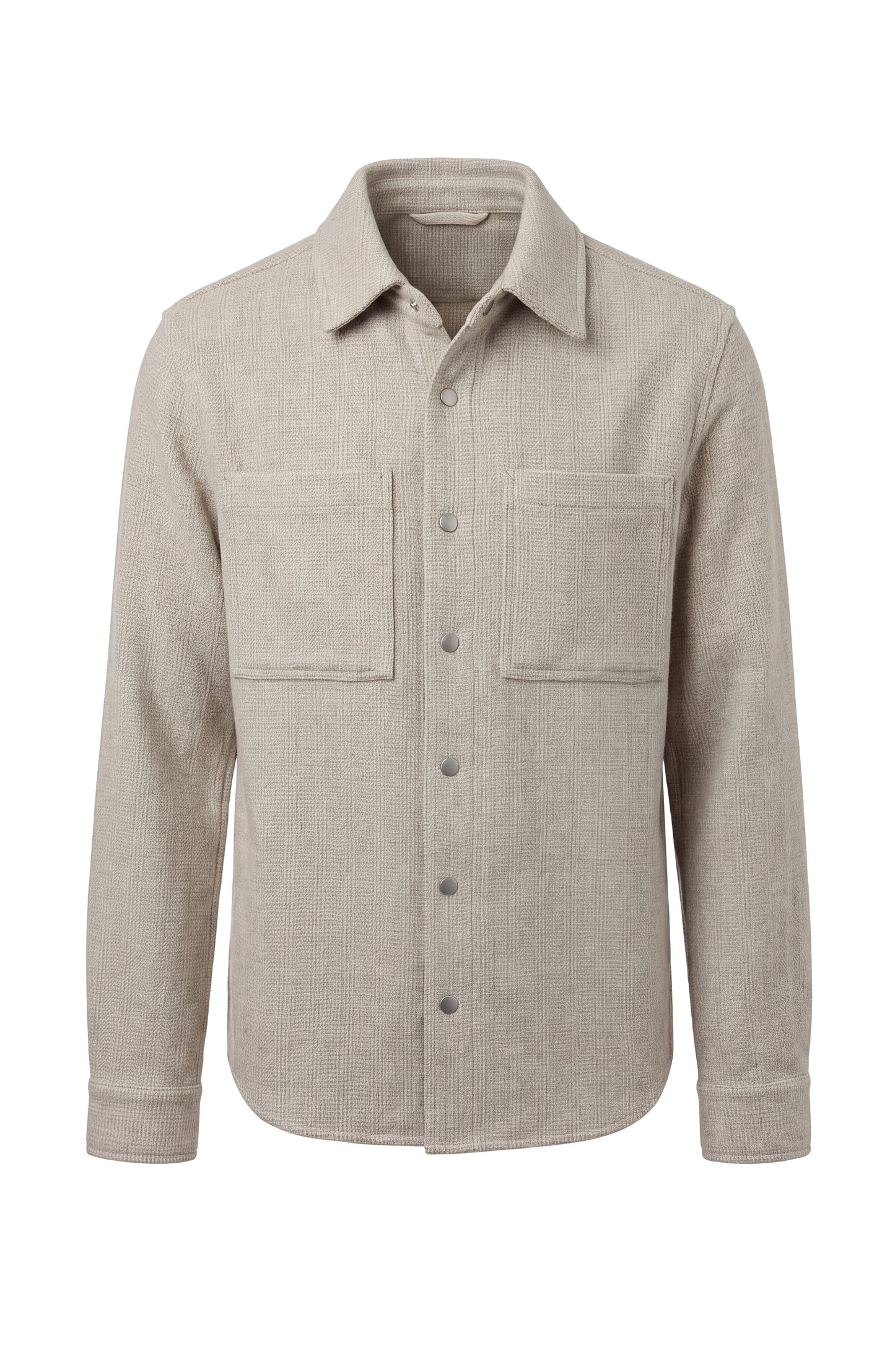 Long-Sleeve Overshirt – Ivory/Grey