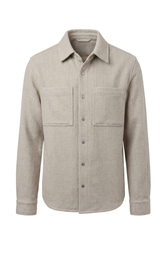 Long-Sleeve Overshirt – Ivory/Grey