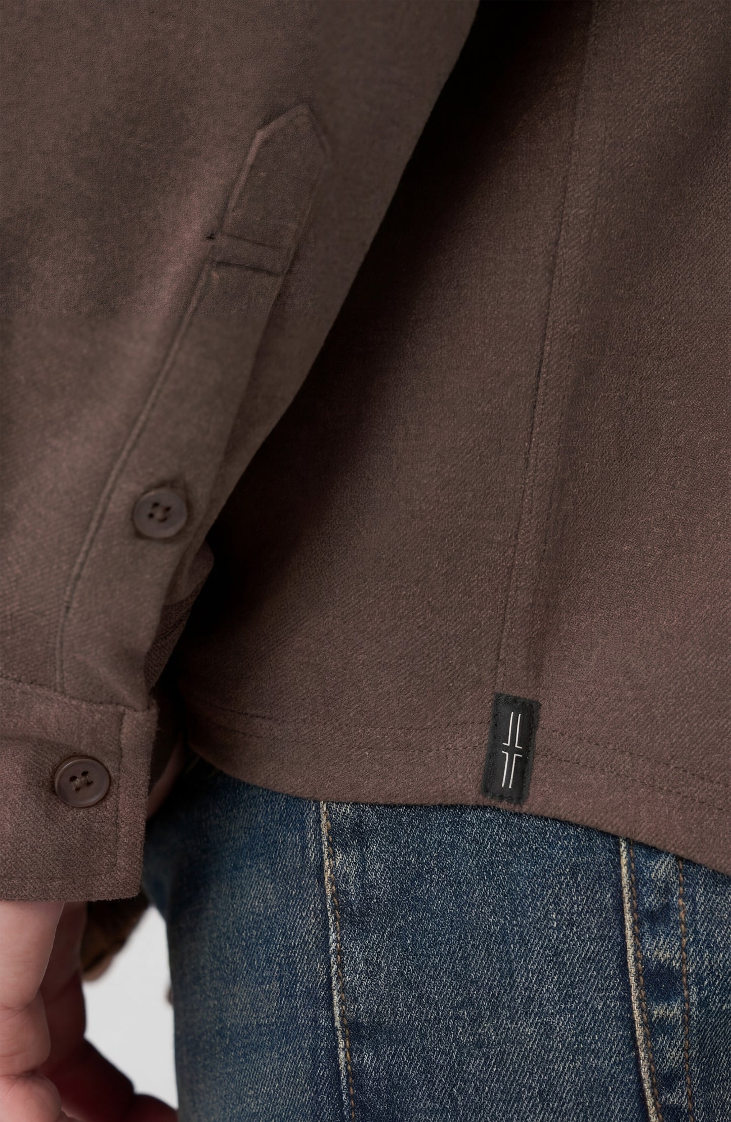 Knit Long-Sleeve Button-Up Shirt with Flap Pockets – Deep Earth