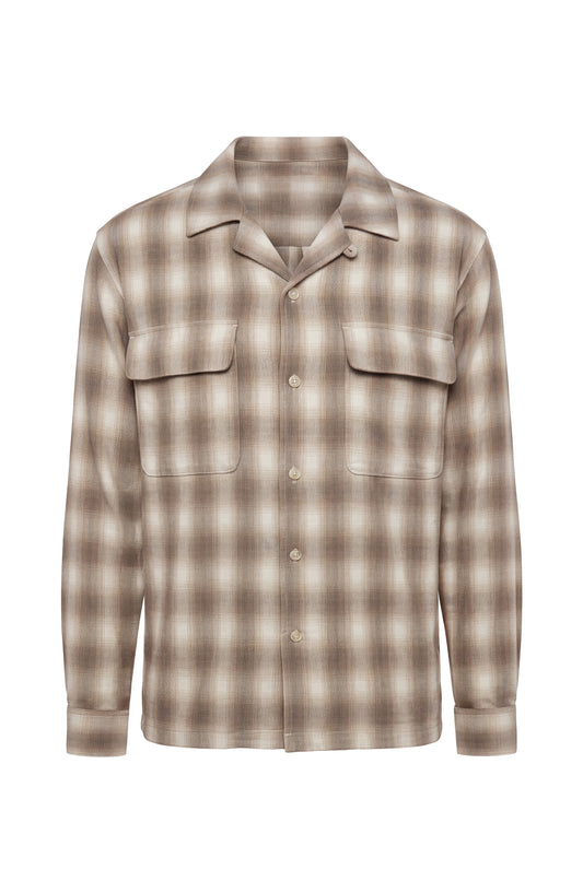 Long-Sleeve Flap-Pocket Shirt – Khaki/Grey Multi