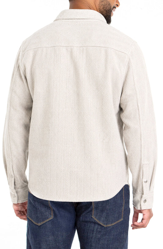 Long-Sleeve Overshirt – Ivory/Grey