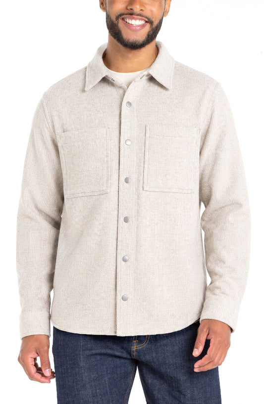 Long-Sleeve Overshirt – Ivory/Grey