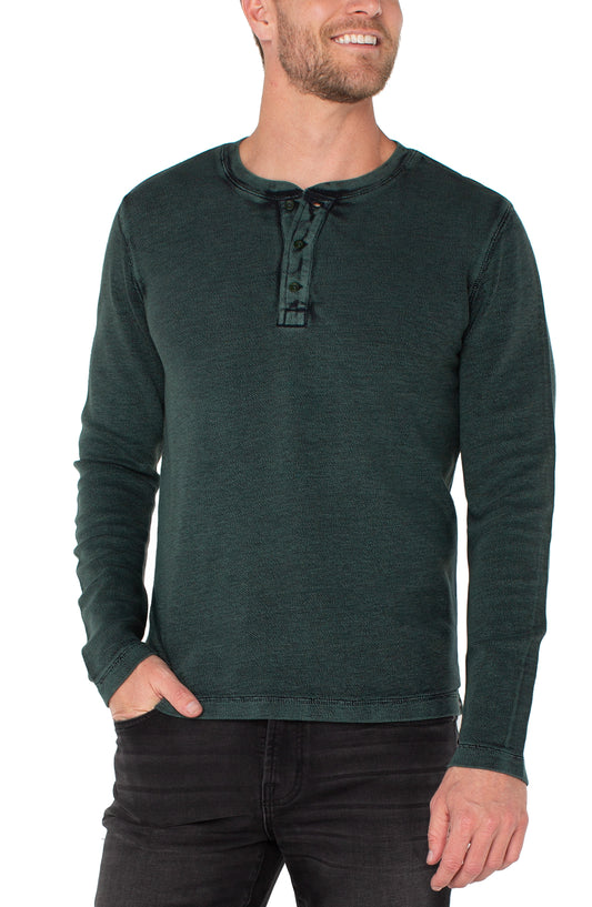 Long Sleeve Henley - Spruce/Black