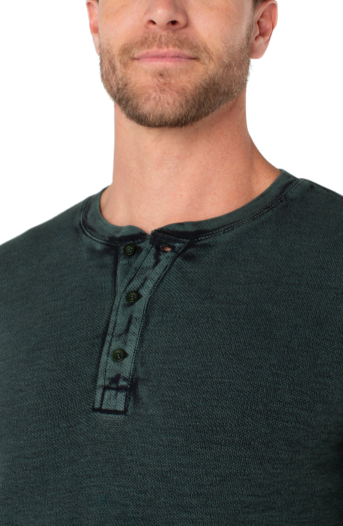Long Sleeve Henley - Spruce/Black