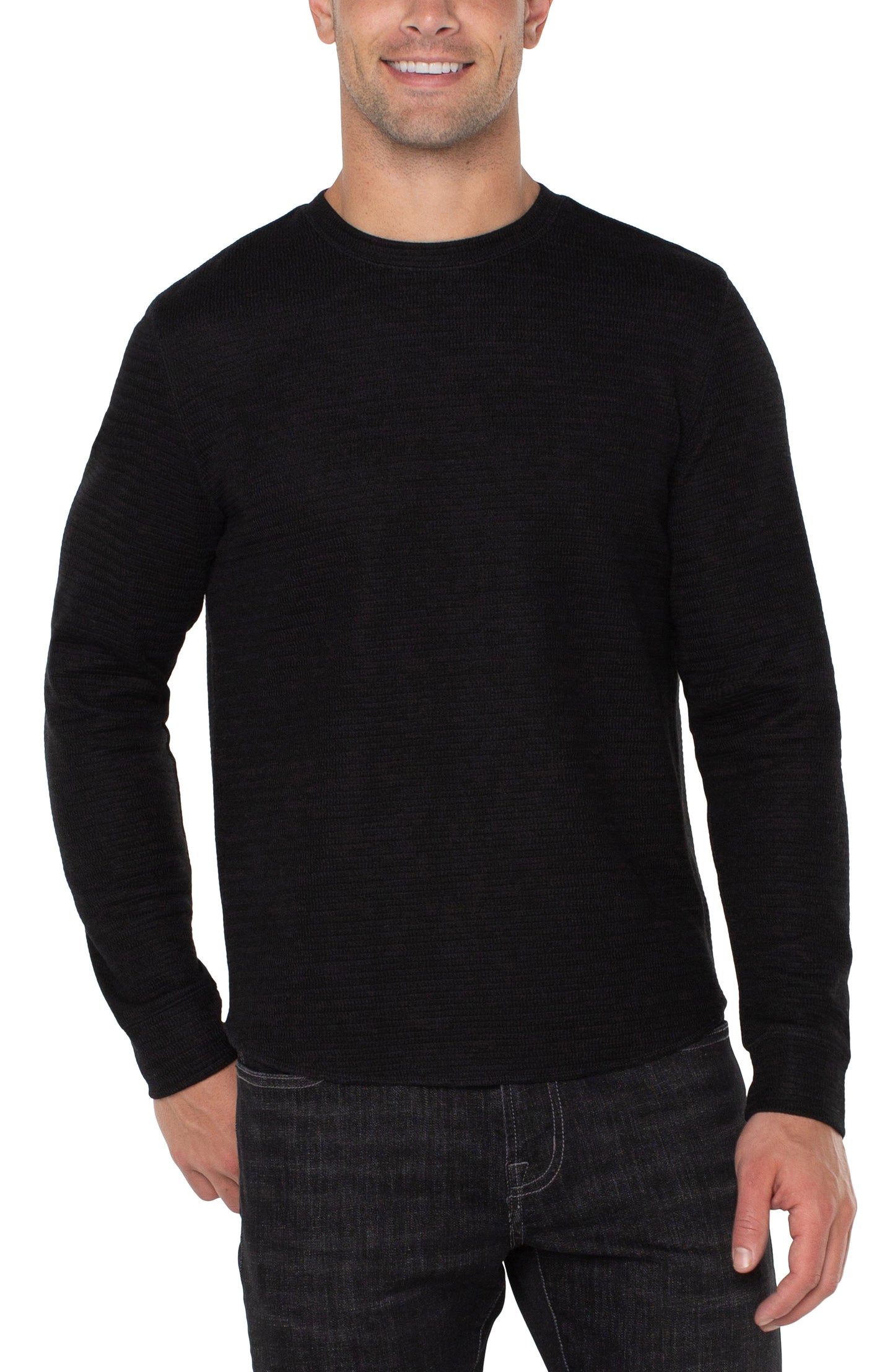 Textured Double Knit L/S Crewneck