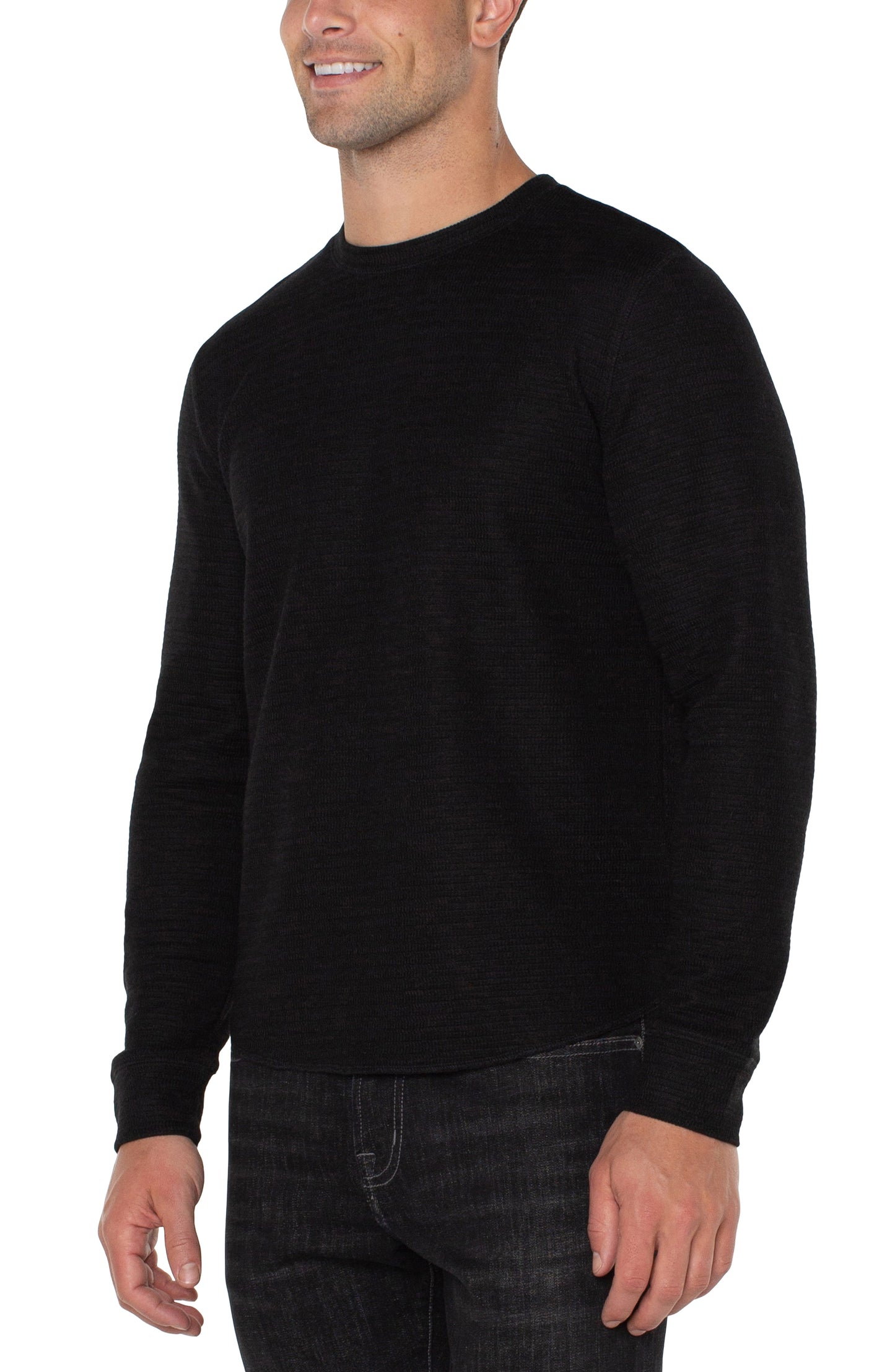 Textured Double Knit L/S Crewneck