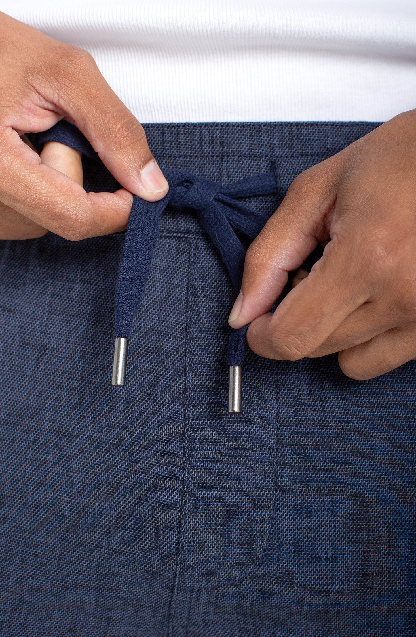 Chambray Drawstring Shorts