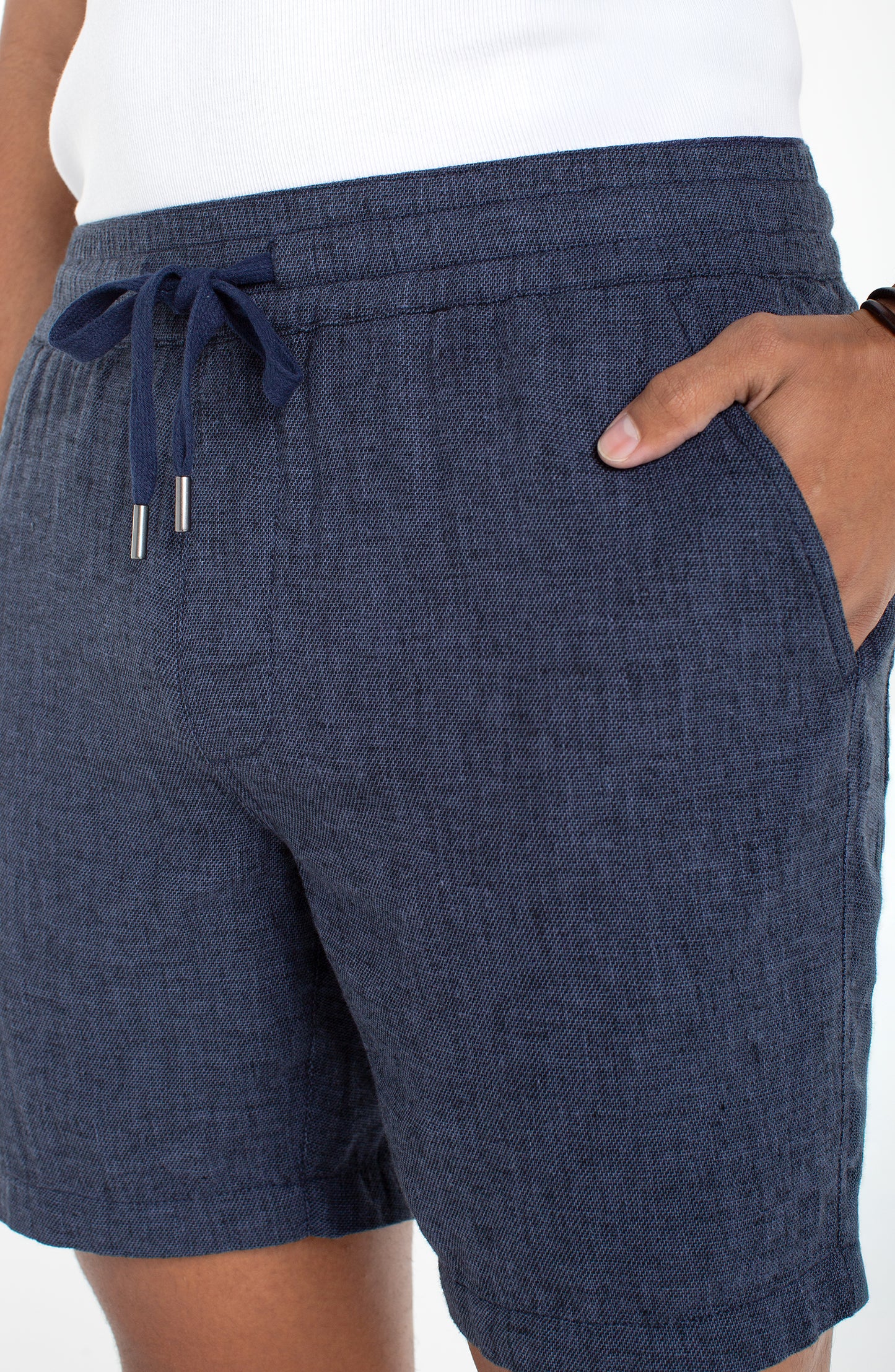 Chambray Drawstring Shorts